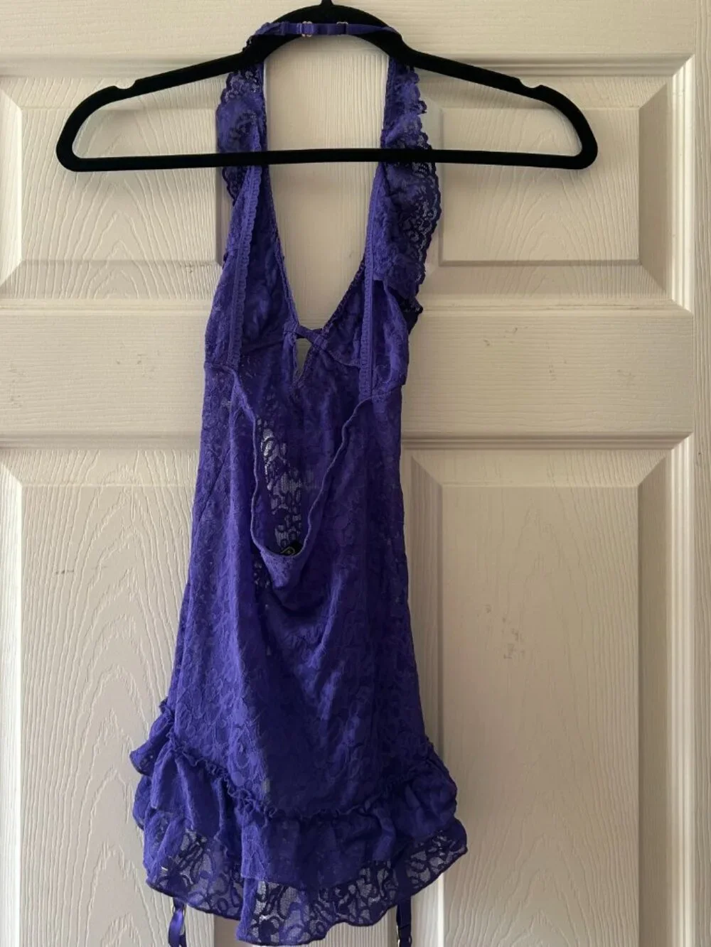 Victorias Secret The Lacie Sheer Lace Halter Babydoll Lingerie Purple Size Small